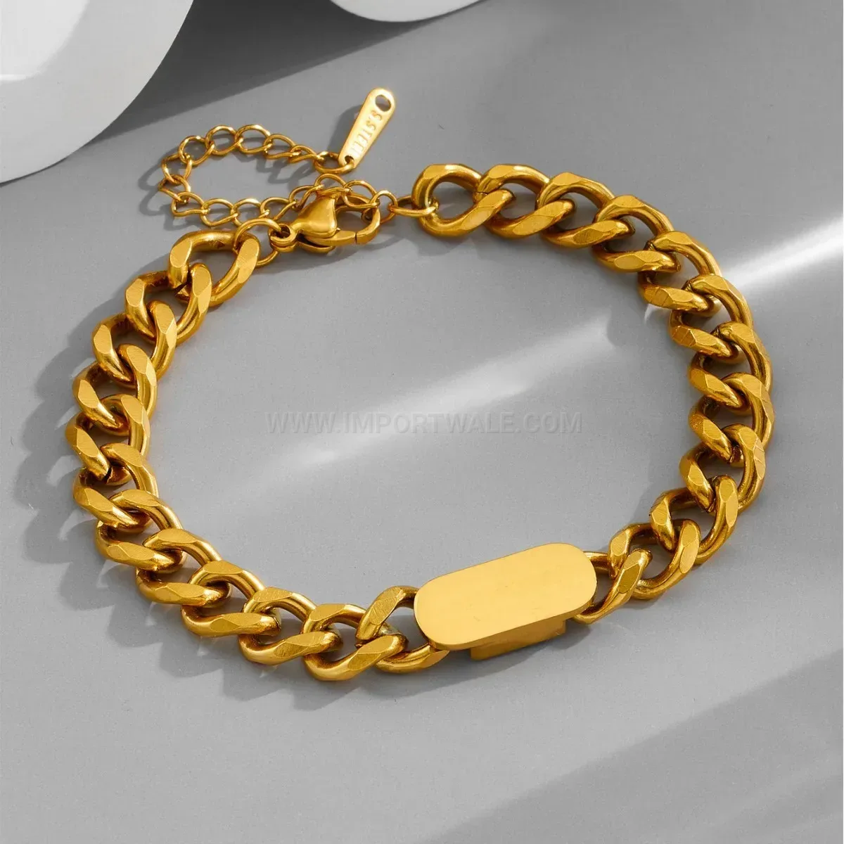 Chic Minimalist Chunky Titanium Steel Oval Link Chain Bracelet