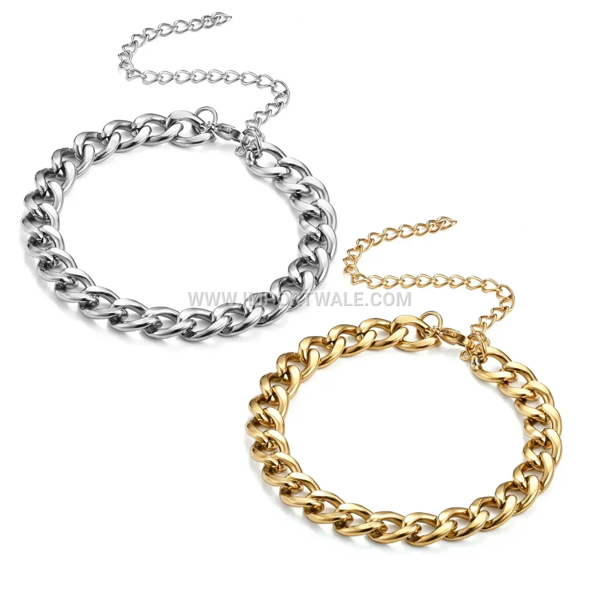 Stainless Steel Cuban Link Chain Anklet with Extension