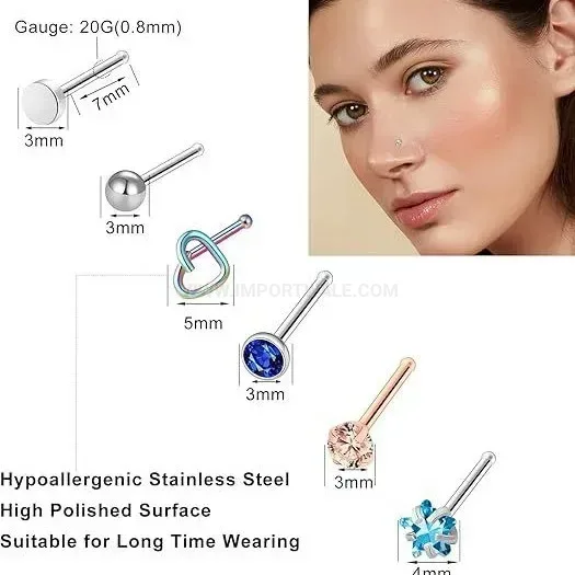 Premium Geometric Rhinestone Heart Accent Metal Piercing Jewelry Piece