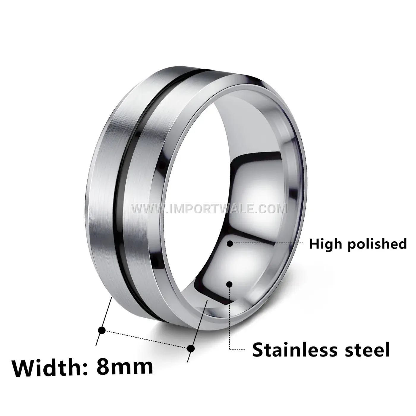 Two-Tone Geometric Stainless Steel Band Ring