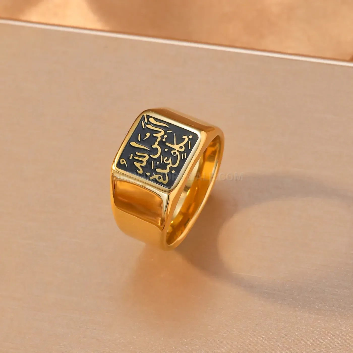 Fashion Men's Gold Plated Stainless Steel Allah Medallion Signet Ring
