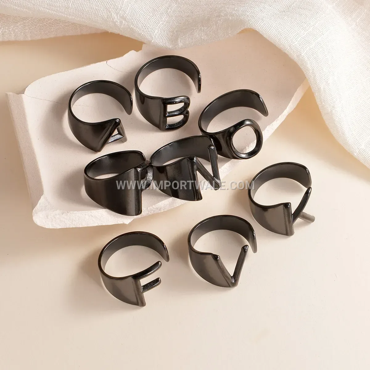 Vintage Initial Letter Stainless Steel Open Ring