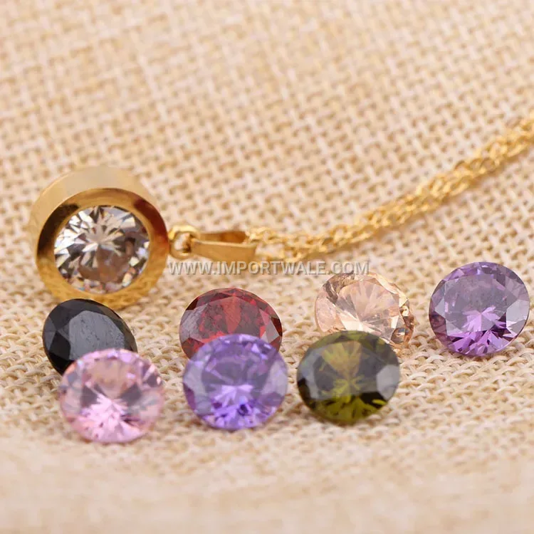 Minimalist Stainless Steel Interchangeable Crystal Pendant Necklace