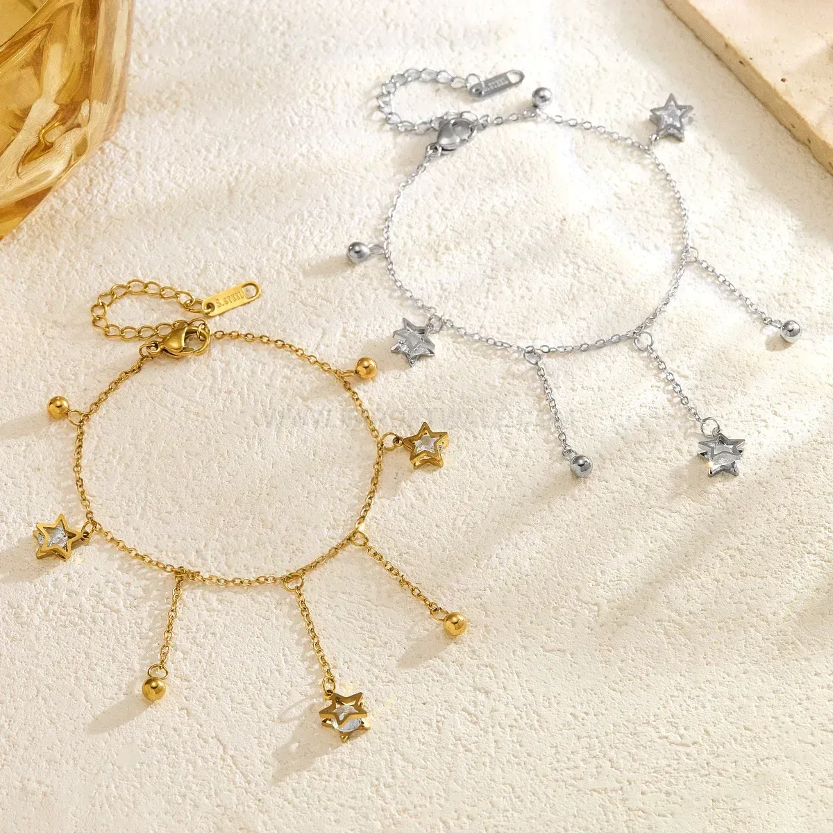 Delicate Stainless Steel Star Tassel Chain Bracelet