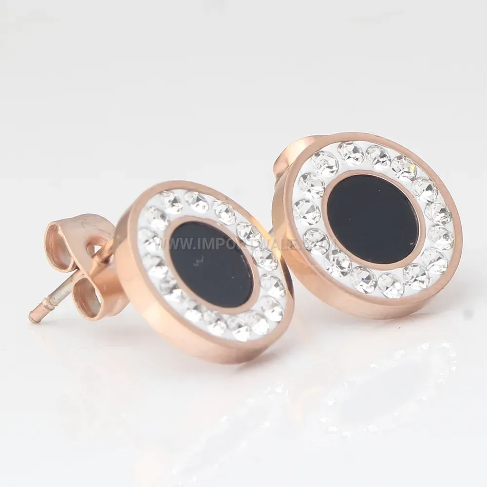Rose Gold Stainless Steel Drip Epoxy Stud Earrings