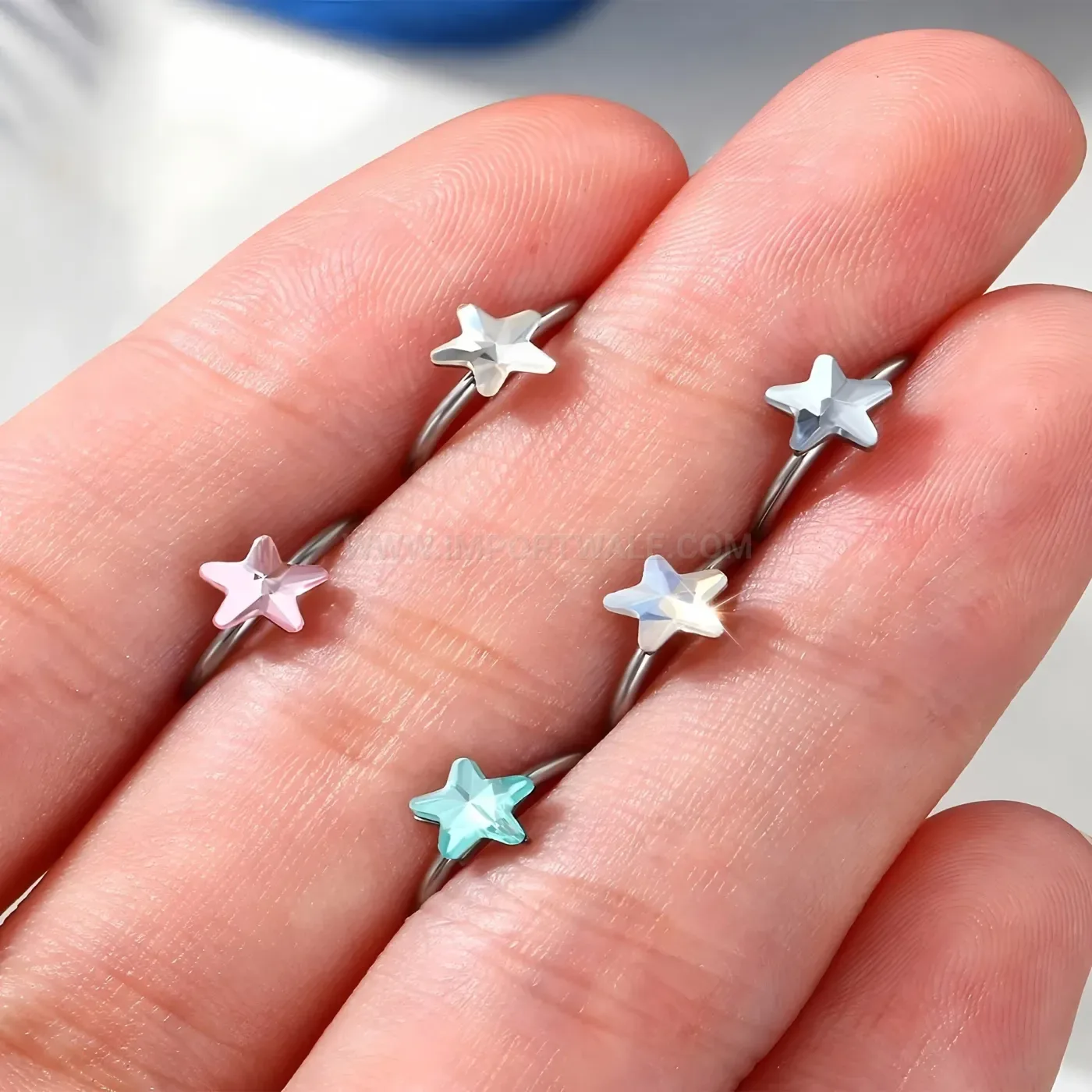 Bold Stainless Steel Star Curved Bar Body Piercing Stud Set