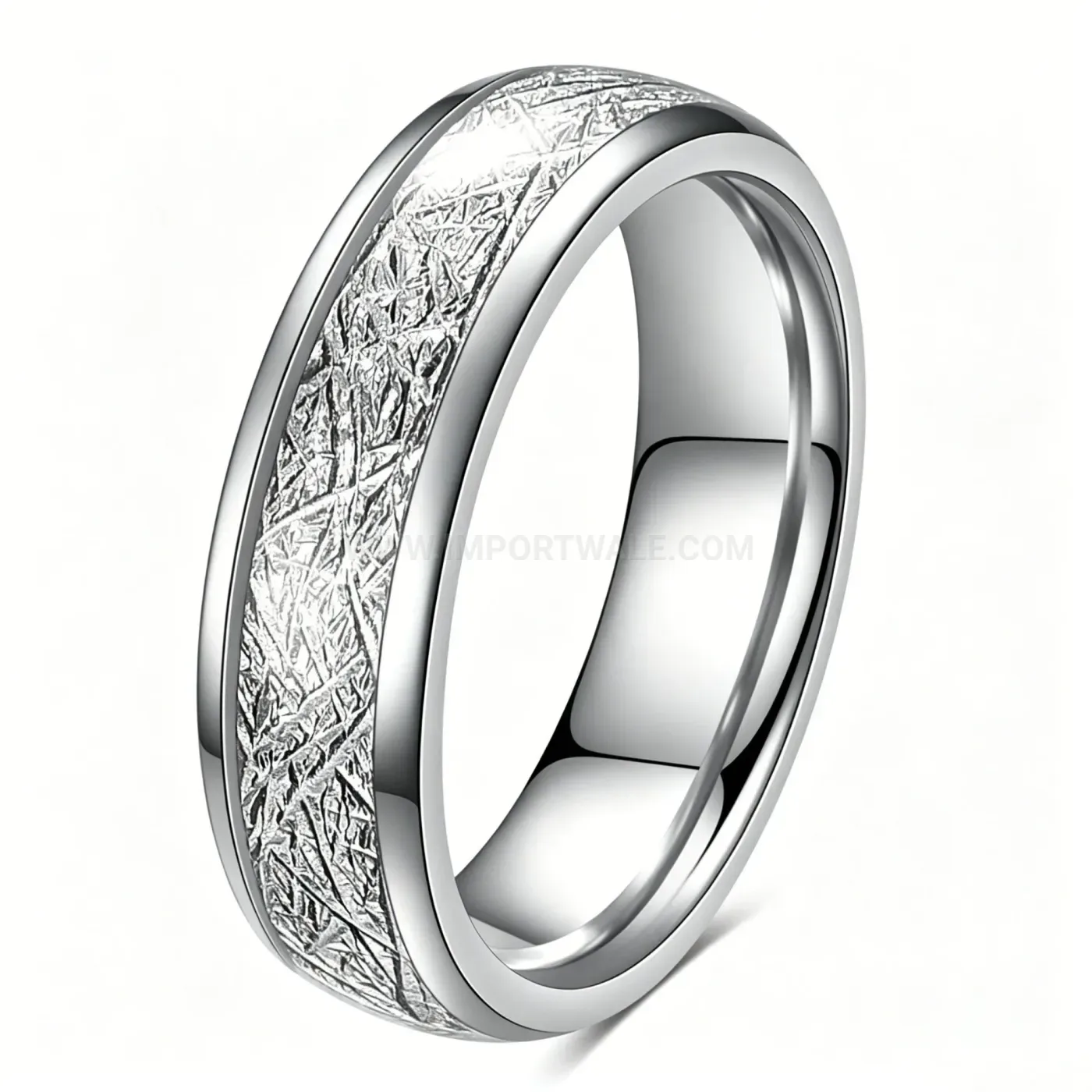 Fashion Textured Meteorite Pattern Metallic Steel Band Ring