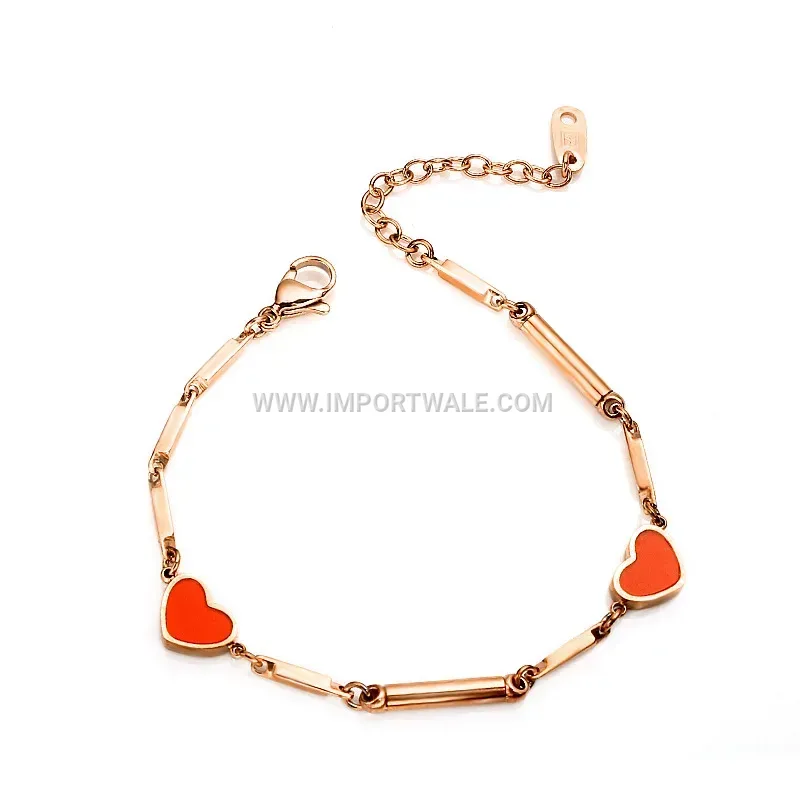 Rose Gold Titanium Steel Heart Link Magnetic Bracelet