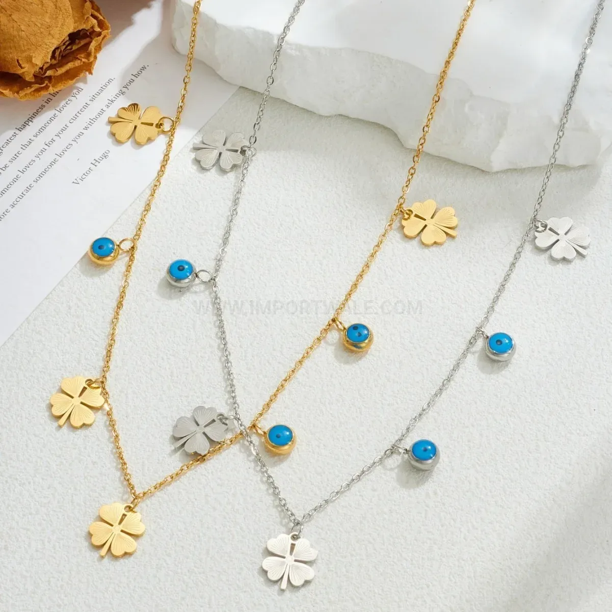 Stainless Steel Four Leaf Clover Pendant Necklace