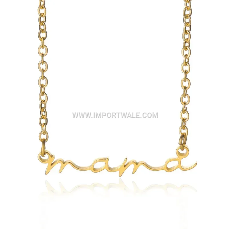 Gold Plated Stainless Steel Heart Pendant Arabic Name Necklace