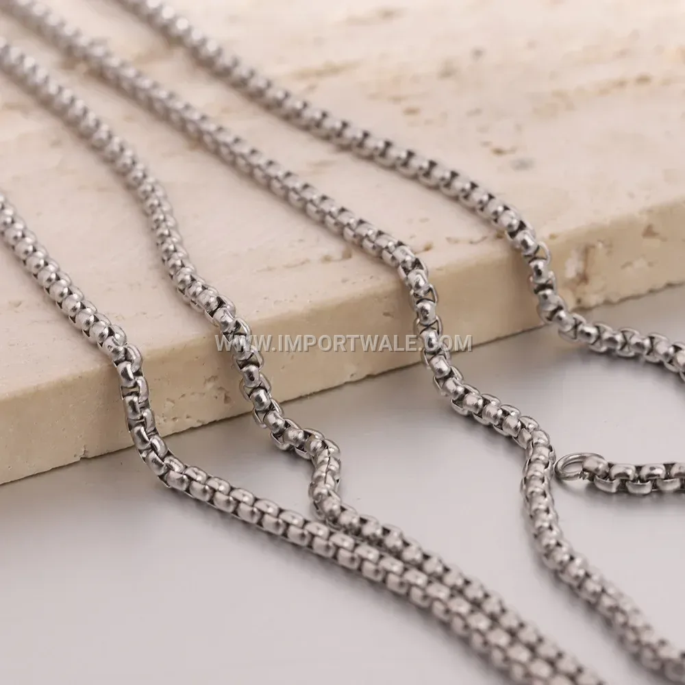 Vintage Stainless Steel Cross Engraved Dog Tag Pendant Necklace