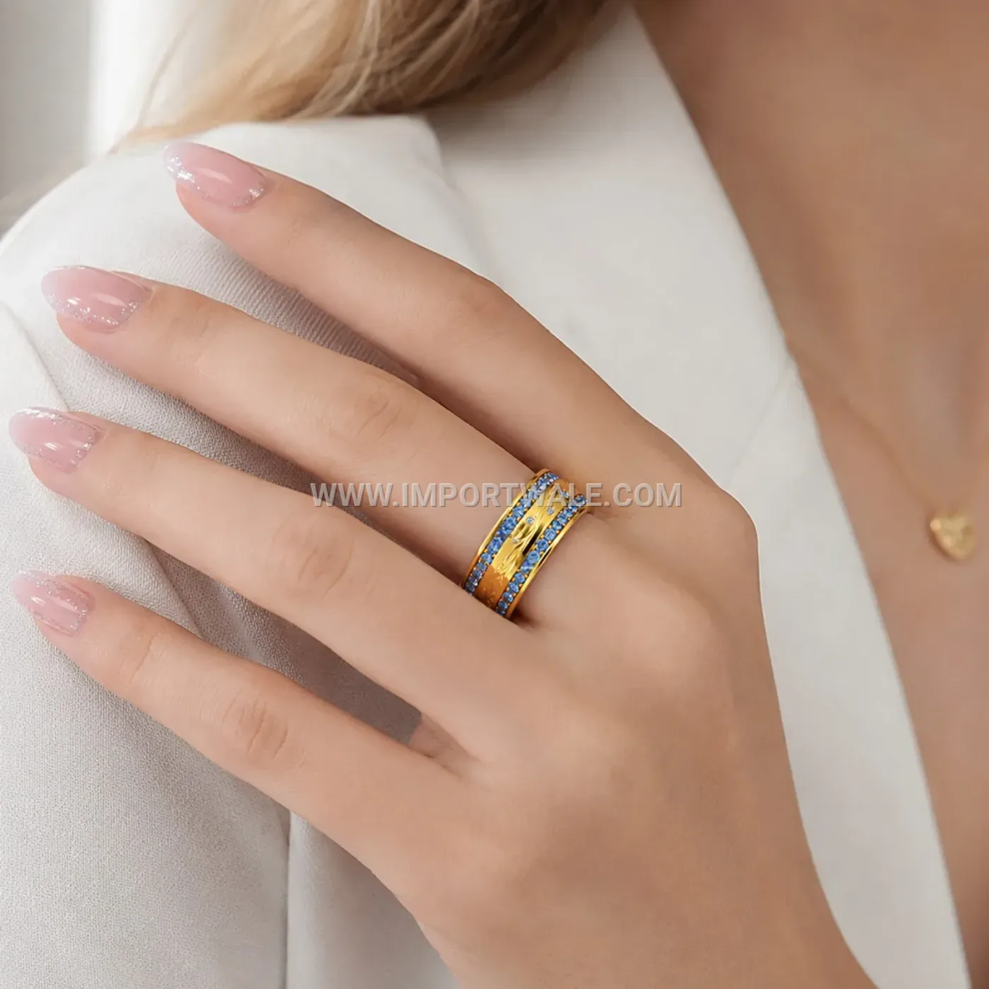 Constellation Zircon Stainless Steel Band Ring in 18K Gold Plating