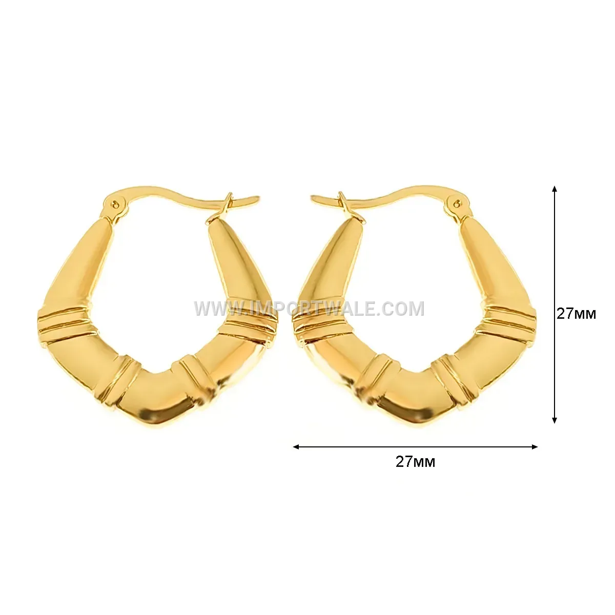 18K Gold Plated Geometric Hoop Earrings in Titanium Steel