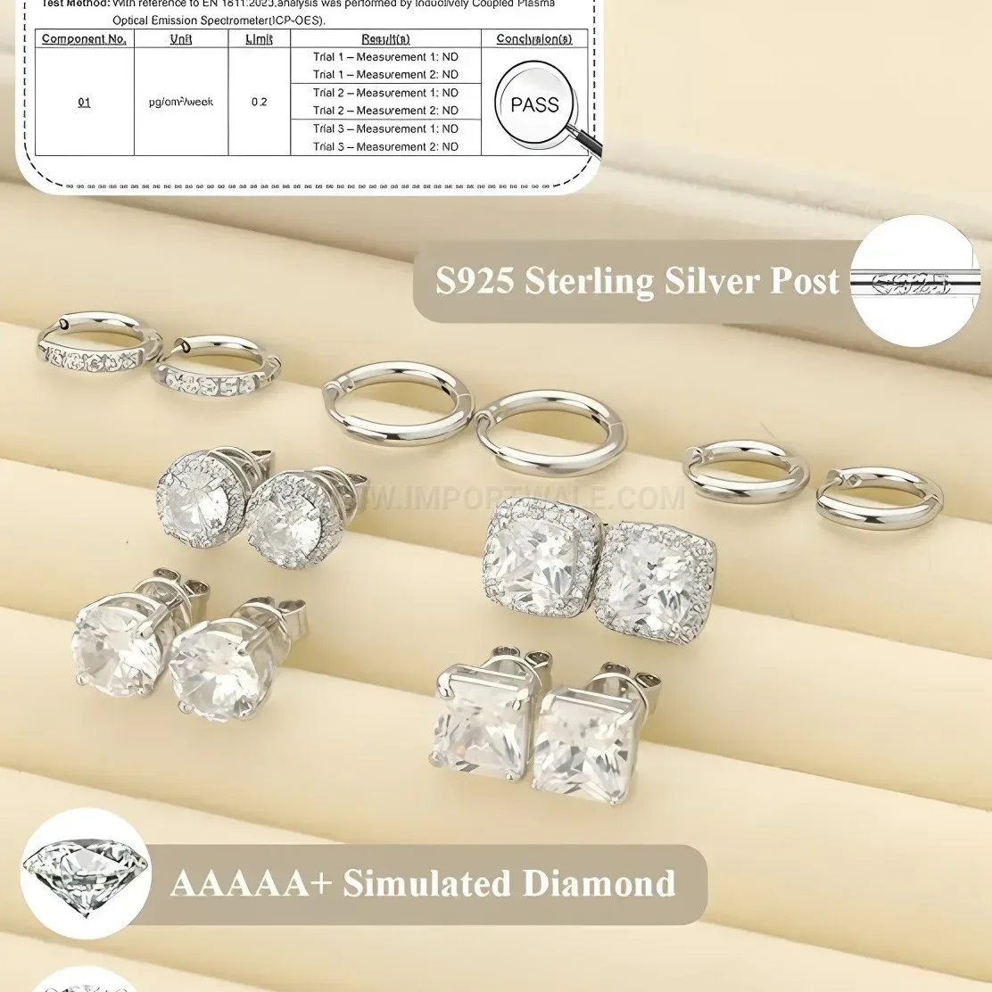 Fashion Sparkling Cubic Zirconia Stainless Steel Piercing Earring Set