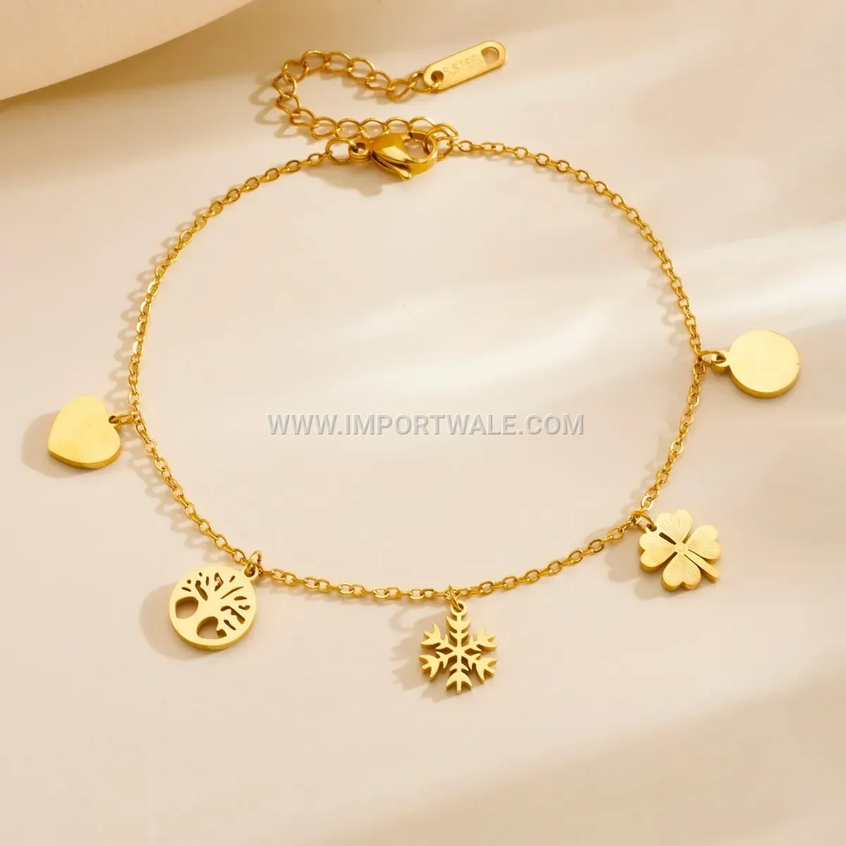 Delicate Gold Snowflake Stainless Steel Premium Anklet Anti Tarnish