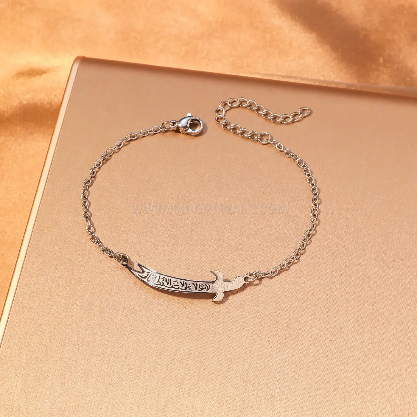 Islamic Arabic Calligraphy Stainless Steel Pendant Necklace and Bracelet Jewelry Set