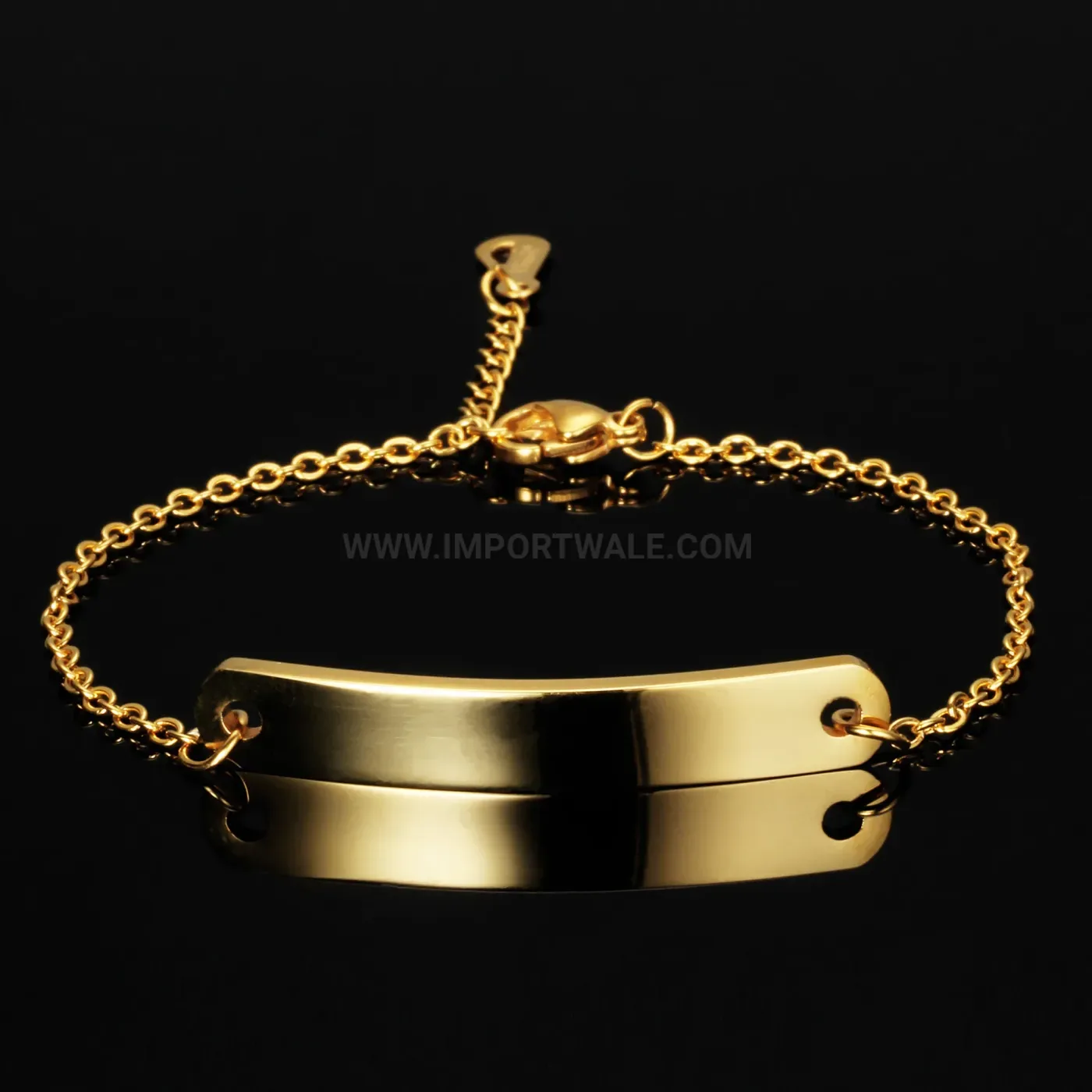Fashion Minimalist Curved Plate Stainless Steel ID Bar Bracelet