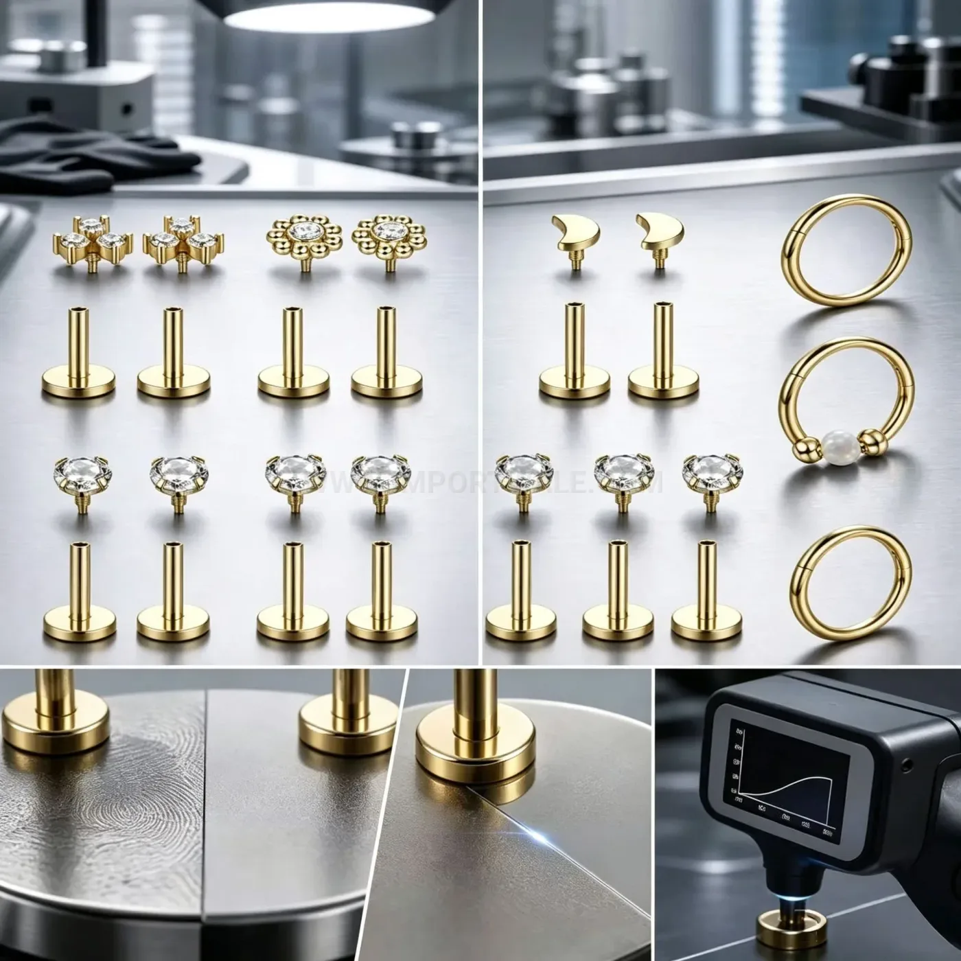 Premium G23 Titanium Threaded Labret Nose and Cartilage Piercing Jewelry Set