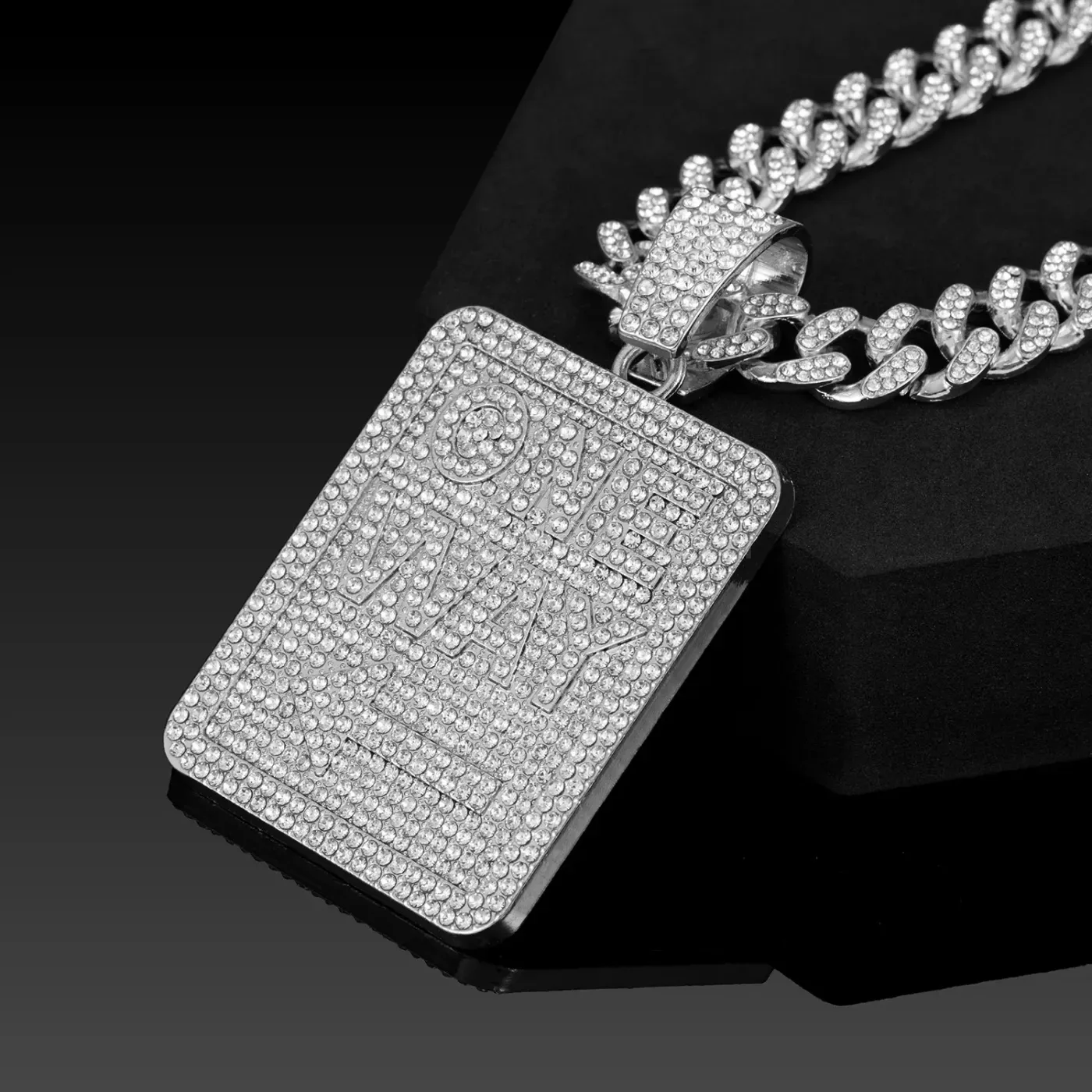 Crystal Encrusted Square Letter Hip Hop Pendant