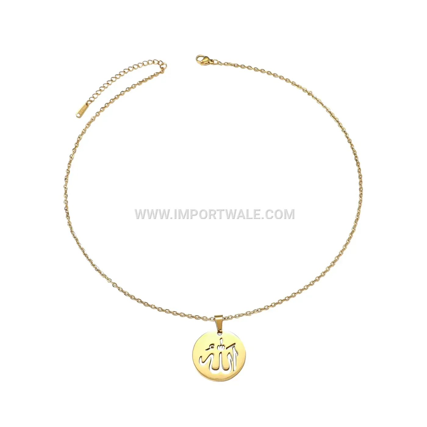Hollowed Stainless Steel Arabic Calligraphy Medal Pendant Necklace