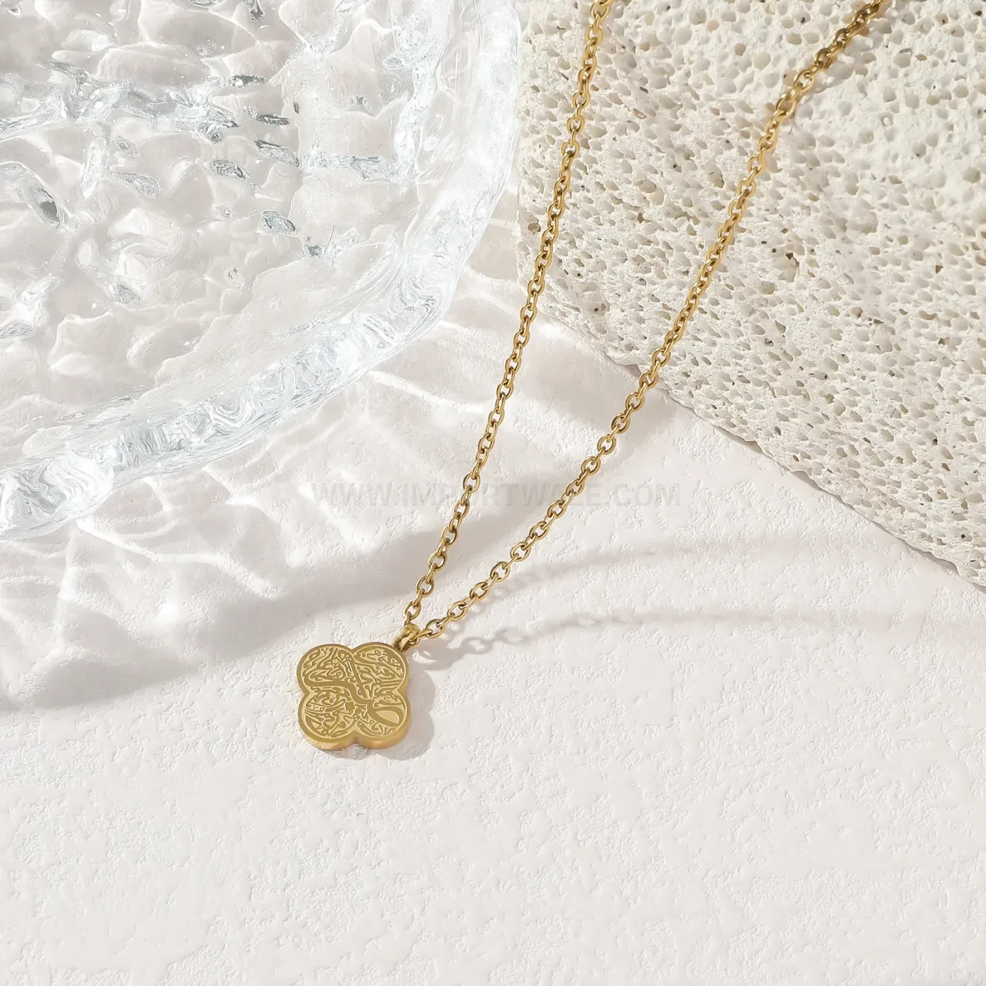 Chic Inscribed Arabic Script Stainless Steel Pendant Necklace