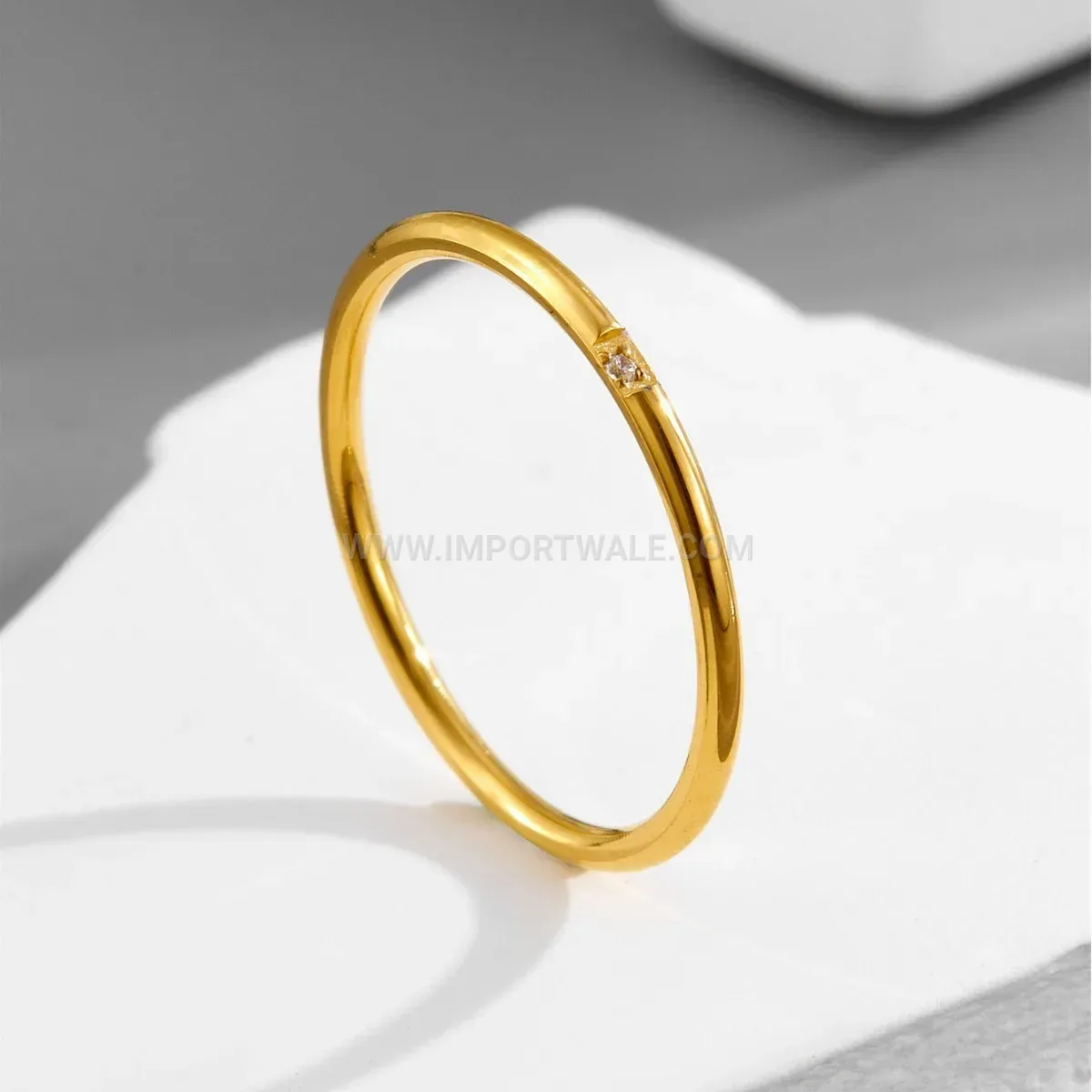 Ultra Fine Gold Plated Titanium Steel Zircon Ring