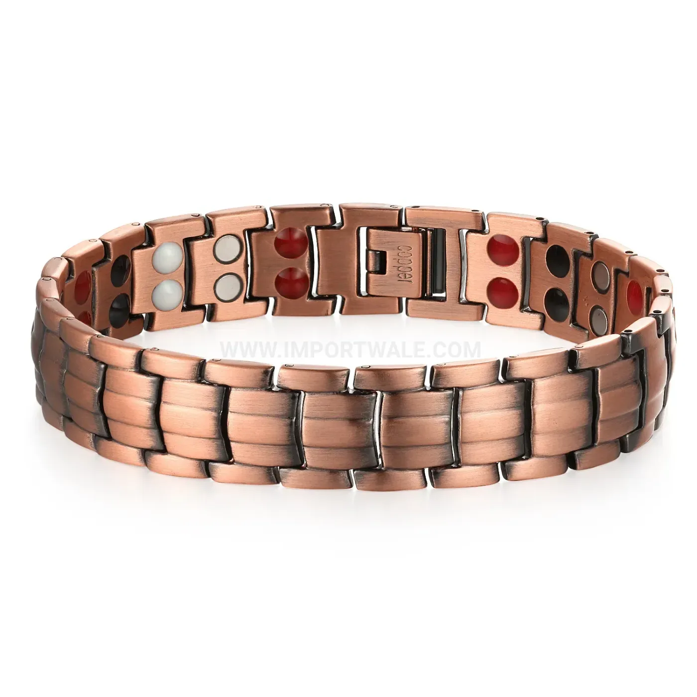 Designer Men Vintage Red Copper Bio Magnetic Energy Link Bracelet