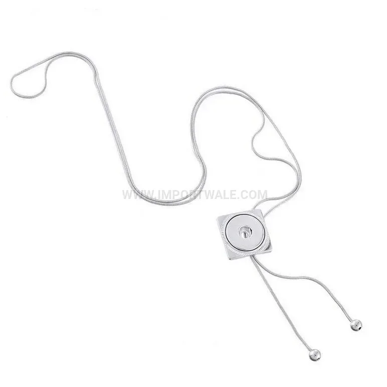 Geometric Zinc Alloy Retractable Snap Button Round Pendant Necklace