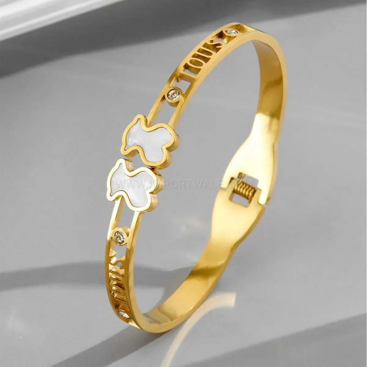 Cute Bear Clasp Titanium Steel Bangle Bracelet
