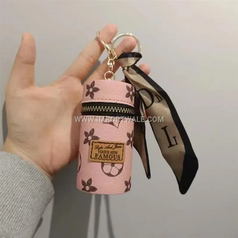 Retro Bucket Pouch Bag Charm Keychain Accent