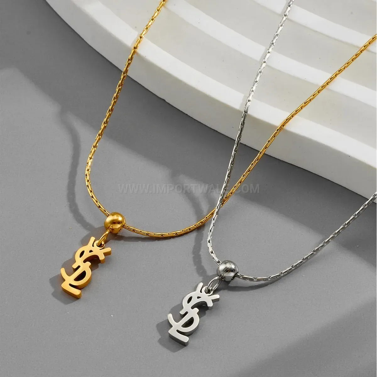 Designer Minimalist Letter Pendant Titanium Steel Cable Chain Necklace