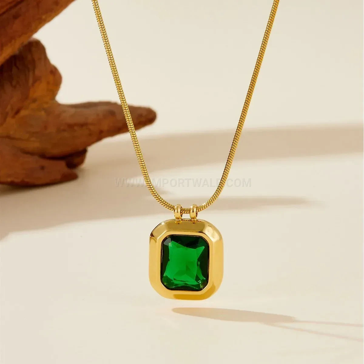 Classic Geometric Cubic Zirconia Titanium Steel Pendant Necklace