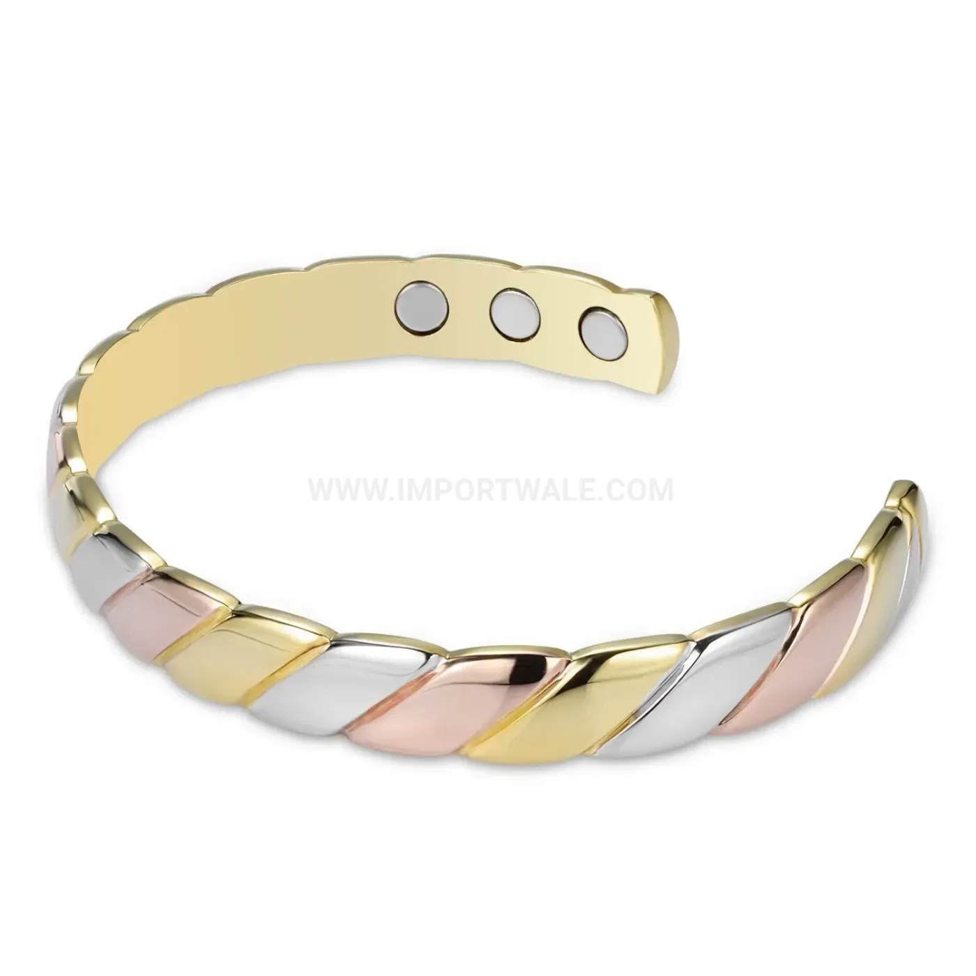 Adjustable Tri-Color Copper Magnetic Therapy Cuff Bracelet
