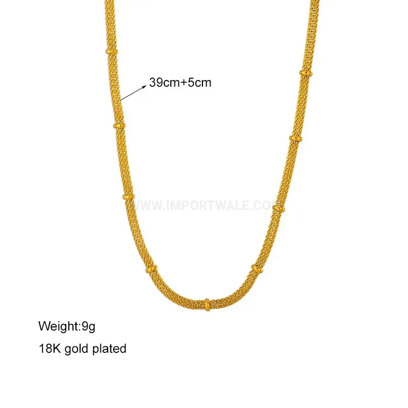Bold Vintage Metallic Mesh Bead Chain Titanium Steel Jewelry Set