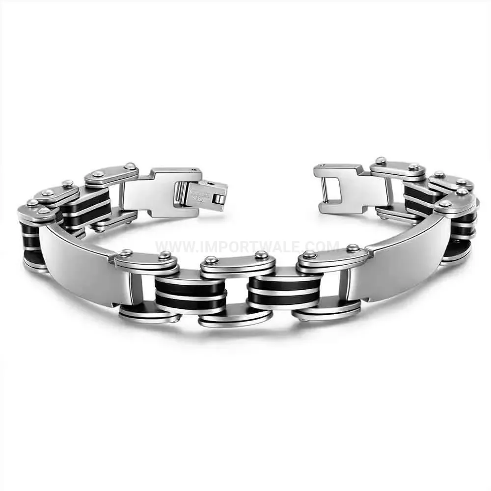Multi Layer Stainless Steel Silicone Band Bracelet 13MM
