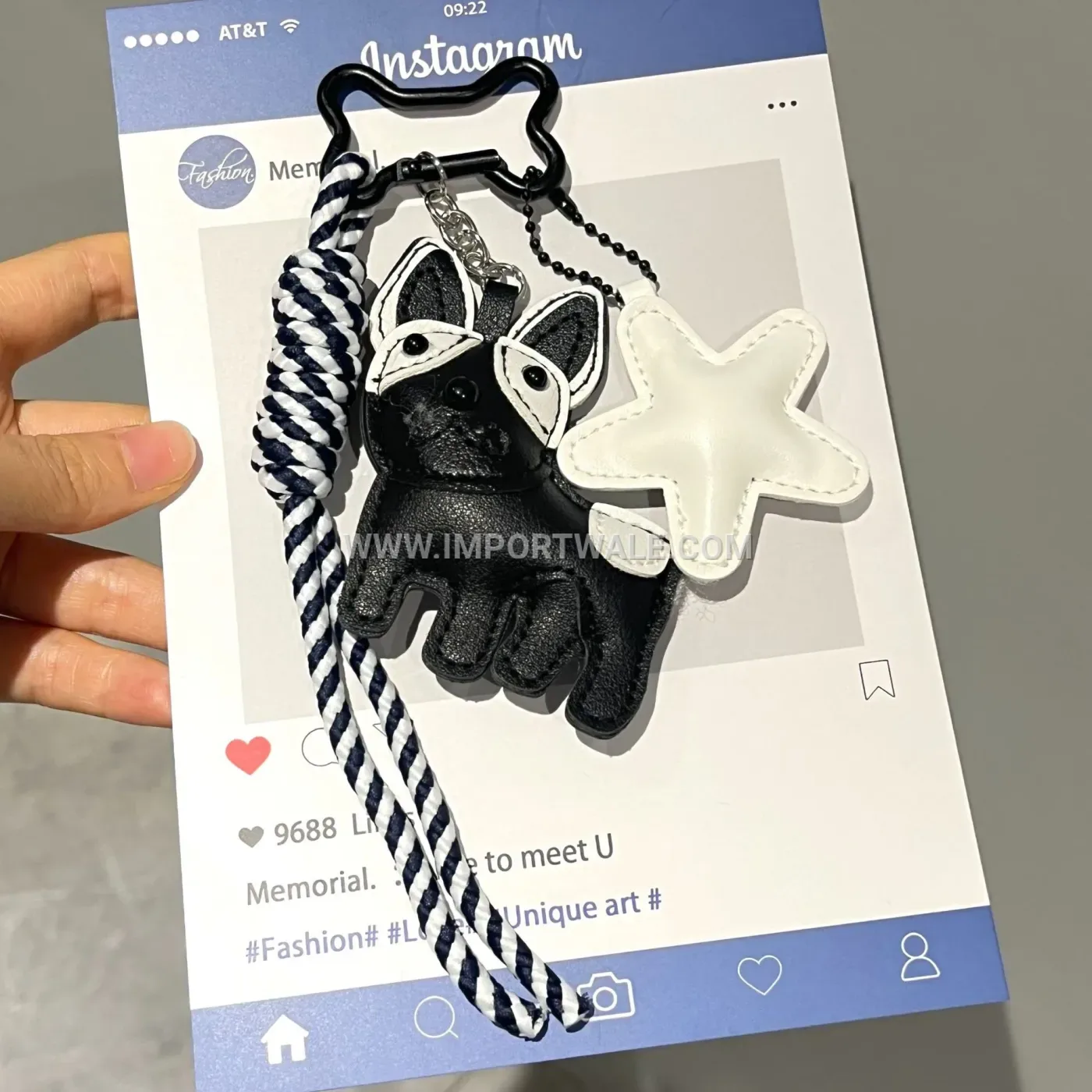 Handcrafted Leatherette Puppy Creative Key chains with Star and Woven Rope