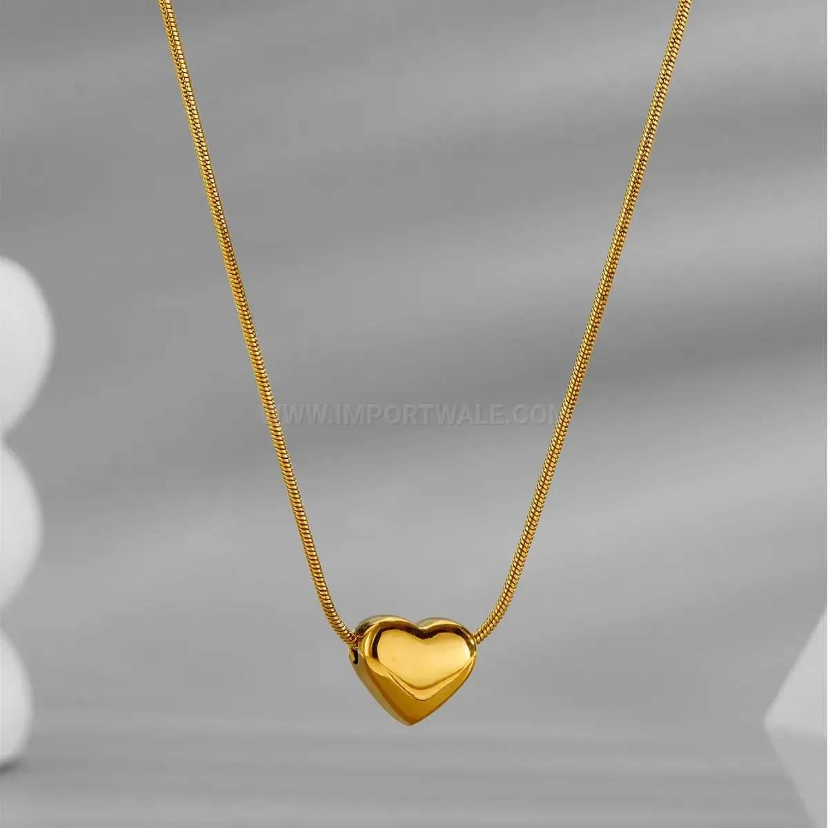 Trendy Gold Plated Titanium Steel Heart Snake Chain Collar Necklace