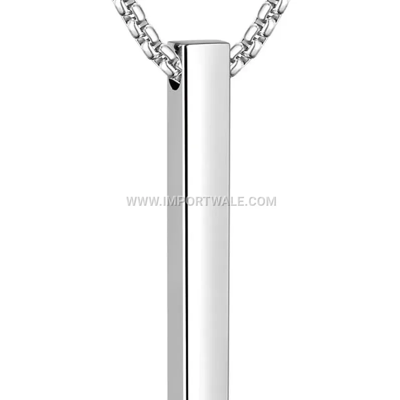 Minimalist Vertical Bar Stainless Steel Men Pendant Necklace
