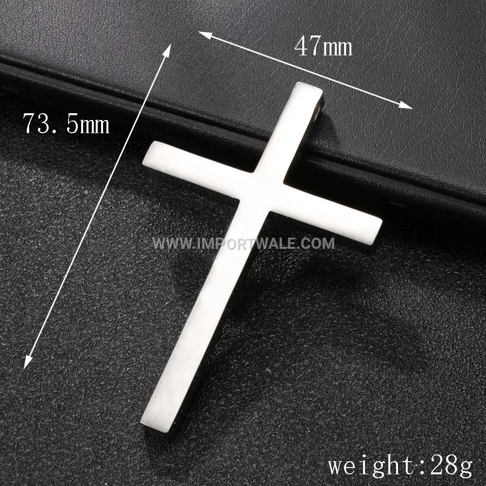 Polished Dimensional Stainless Steel Cross Pendant
