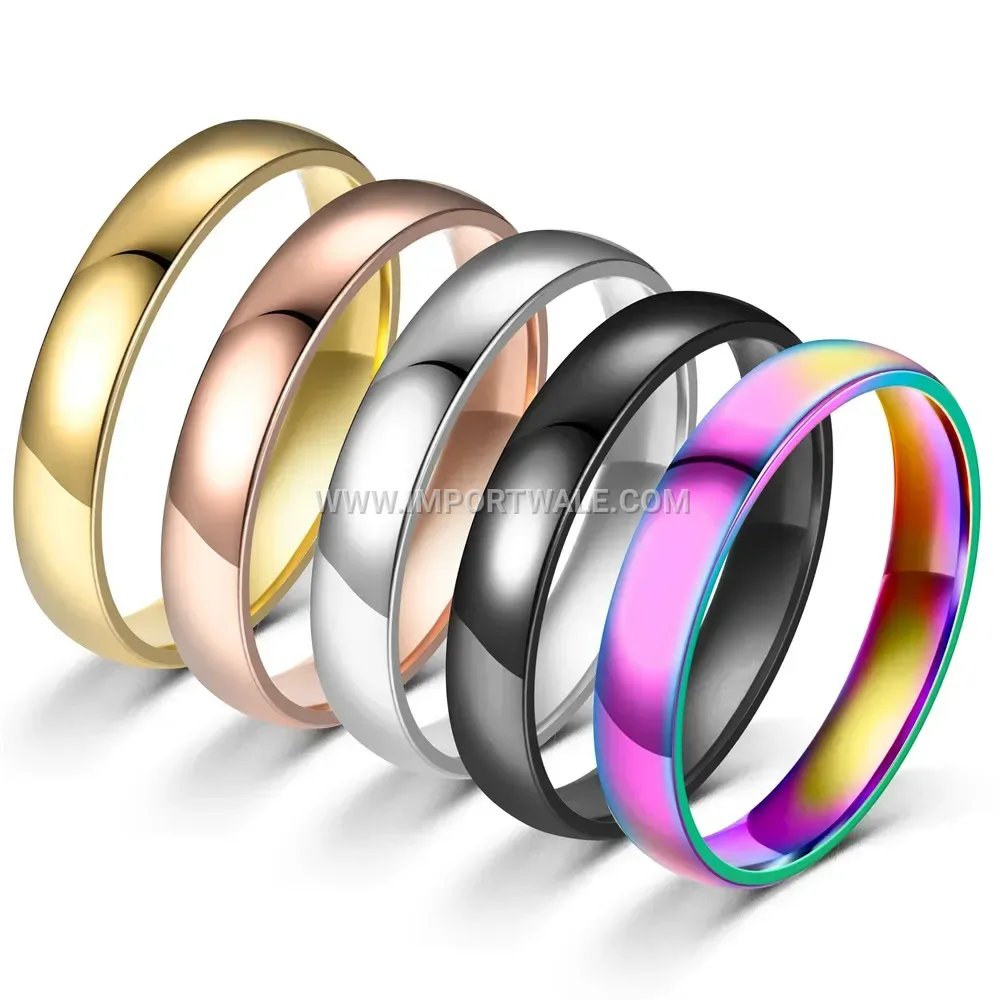 Polished Stainless Steel Minimalist Smooth Band Ring