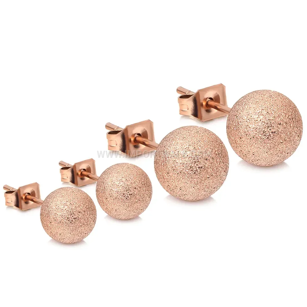 Contemporary Frosted Stainless Steel Round Stud Earrings