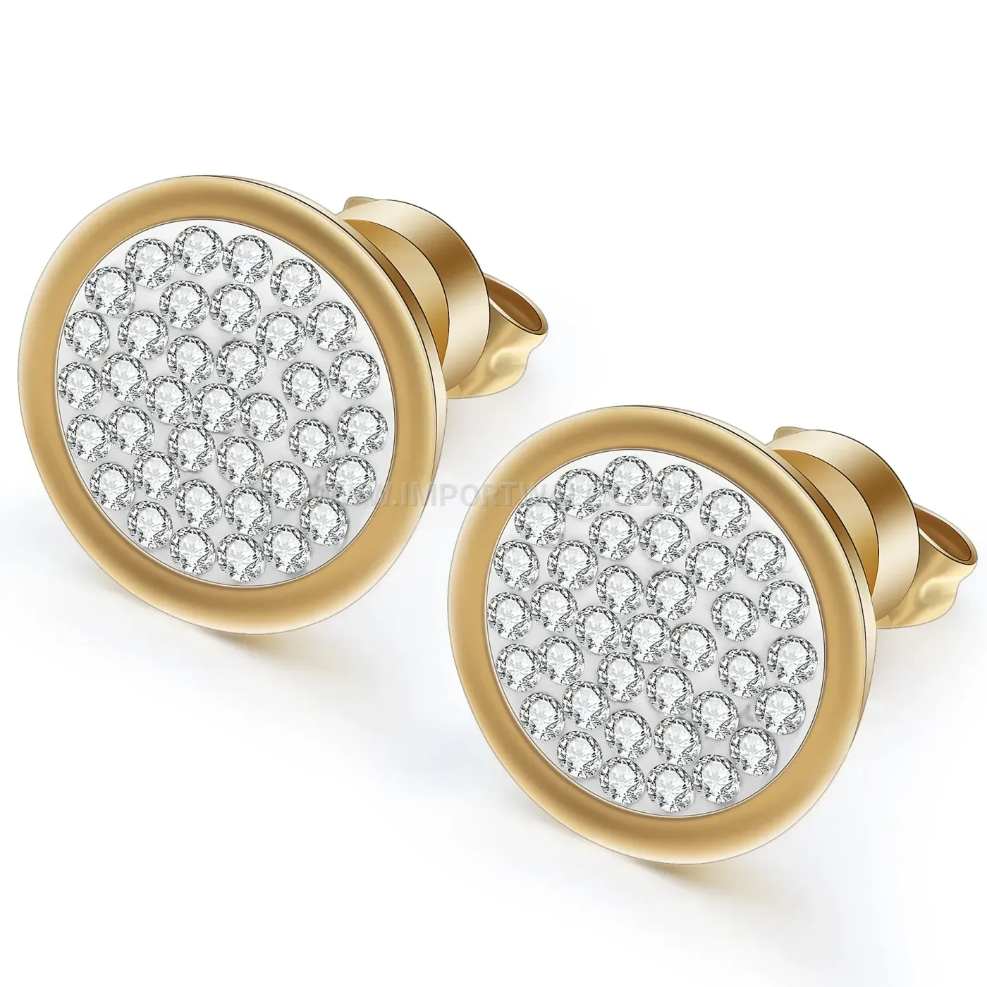 Sparkling Crystal Circular Stainless Steel Stud Earrings