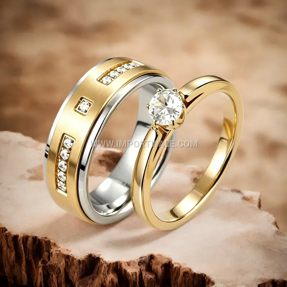 Geometric Stainless Steel Cubic Zirconia Band Ring