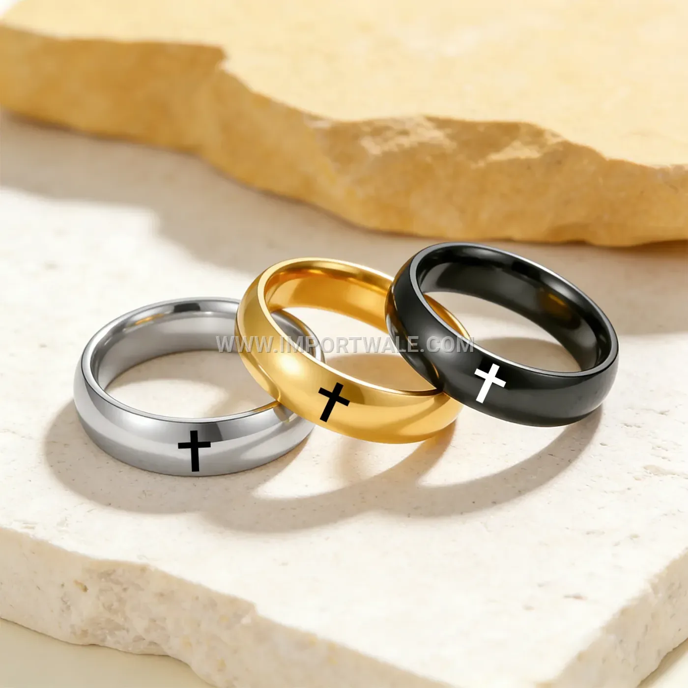 Minimalist Smooth Stainless Steel Christian Cross Ring