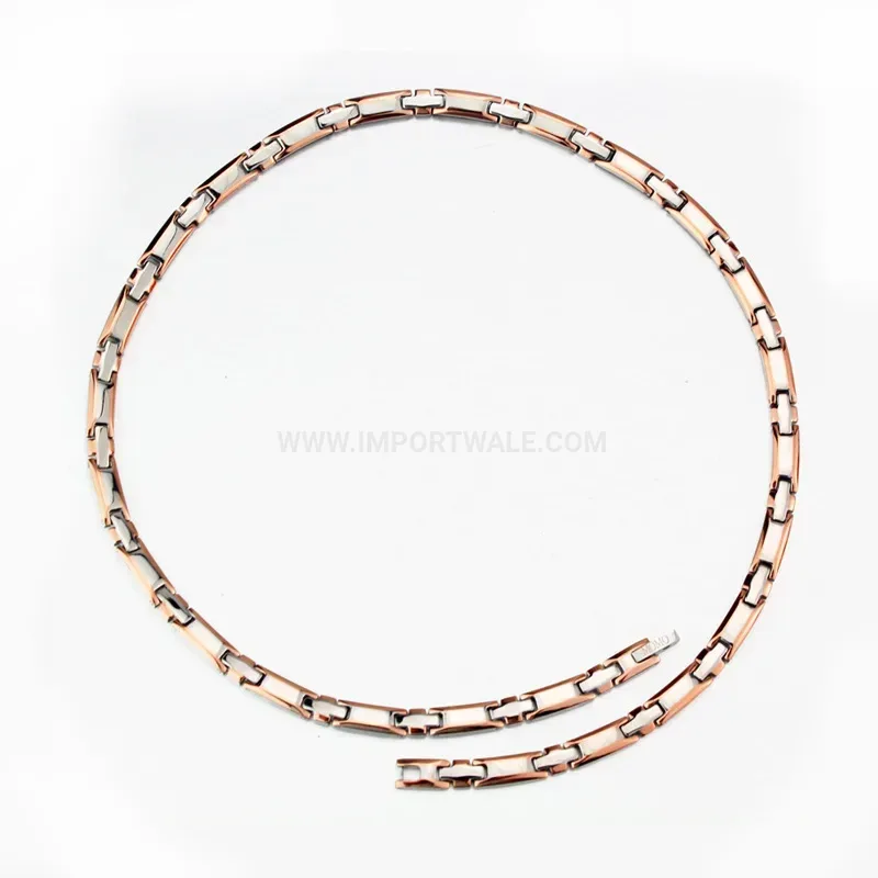 Classic Pure Titanium Round Buckle Germanium Magnetic Chain Necklace