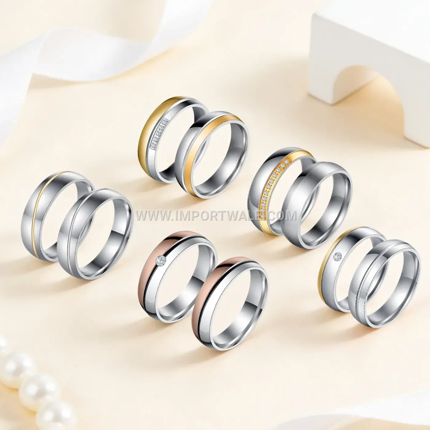 Beveled Stainless Steel Ring with Turquoise Inlay