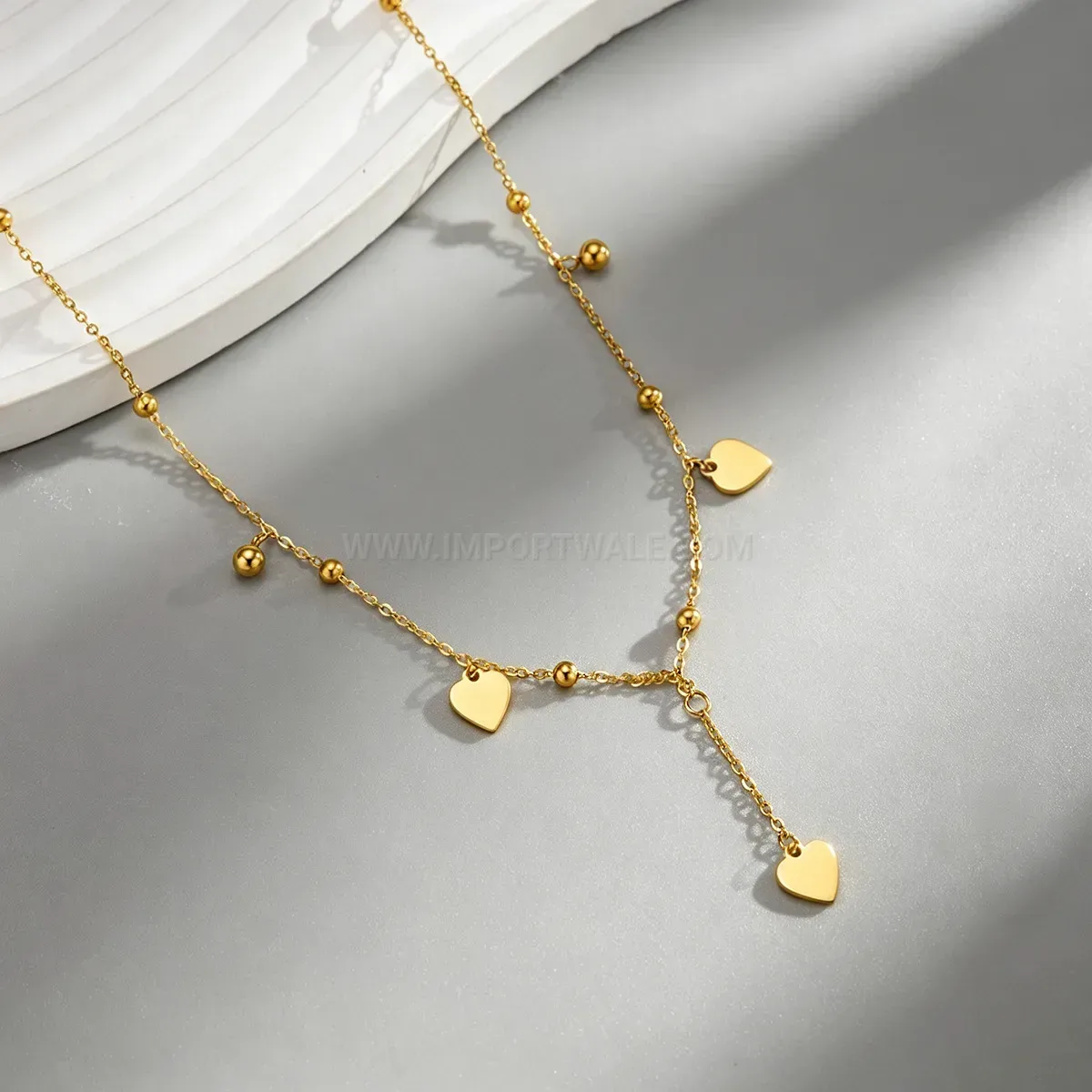 Trendy Stainless Steel Heart Tassel Pendant Choker Necklace