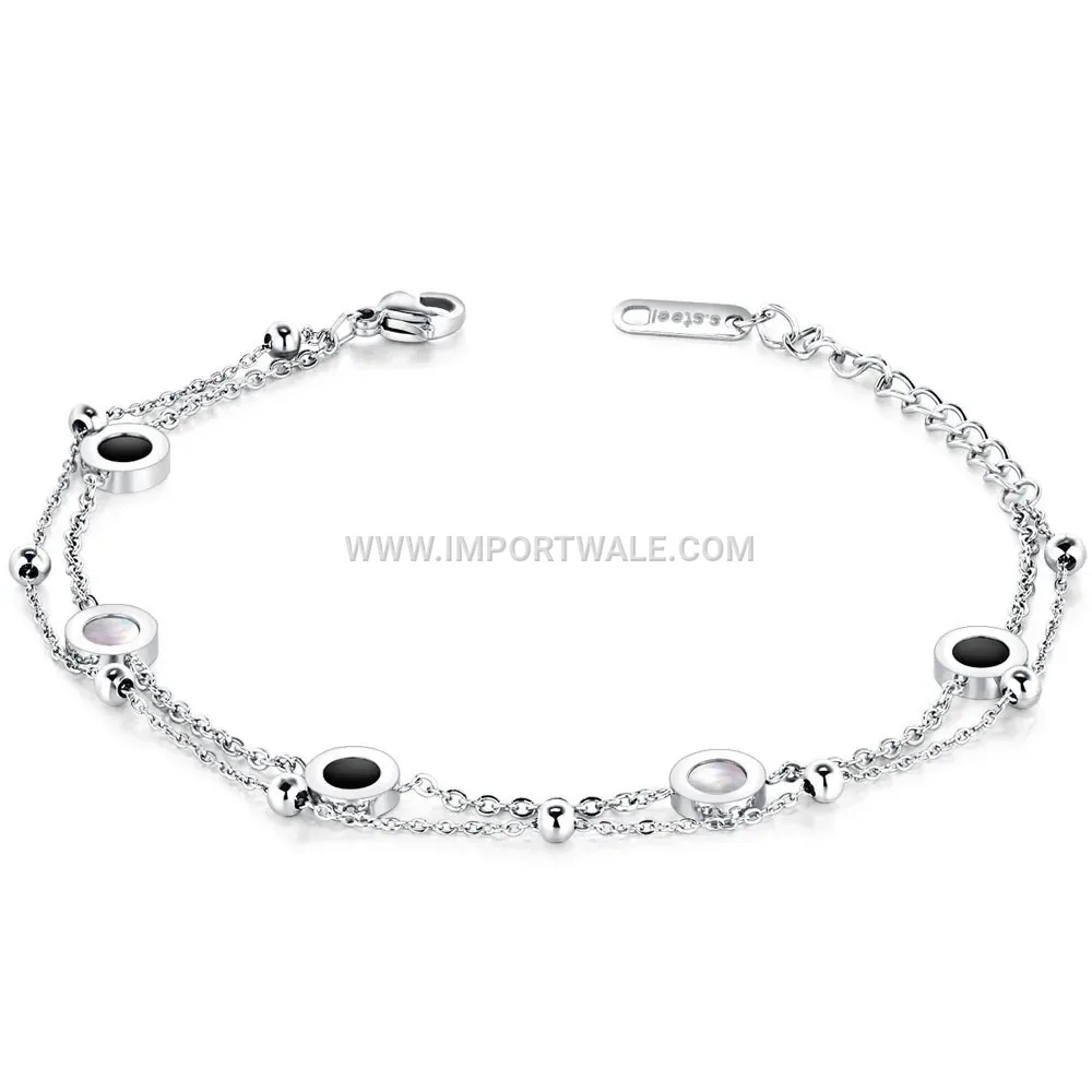 Double Layer Adjustable Stainless Steel Shell Disc Bracelet