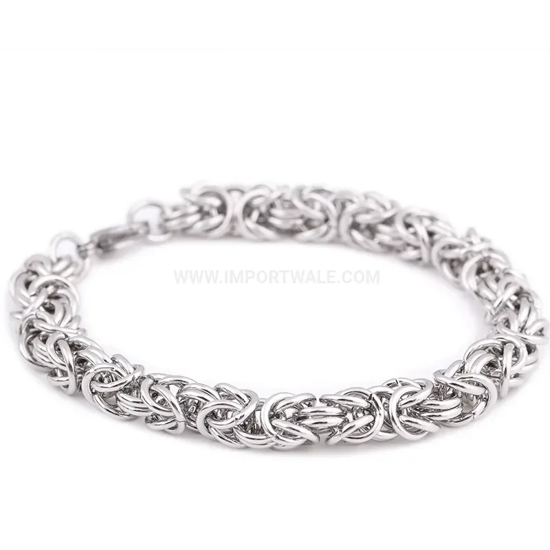 Men's Vintage 9mm Braided Stainless Steel Wheat Chain Bracelet
