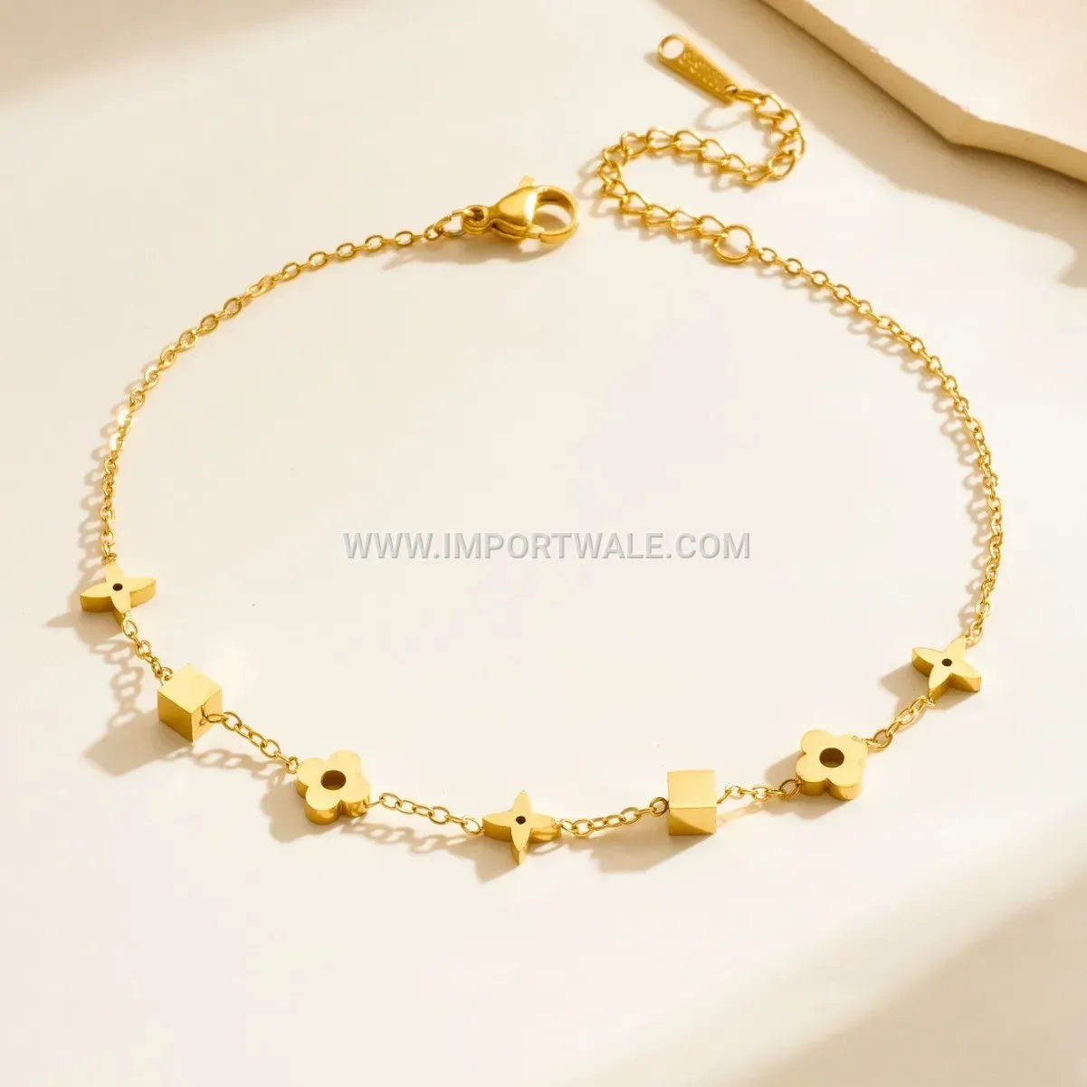 Minimalist Rhombus Charm Stainless Steel Anklet